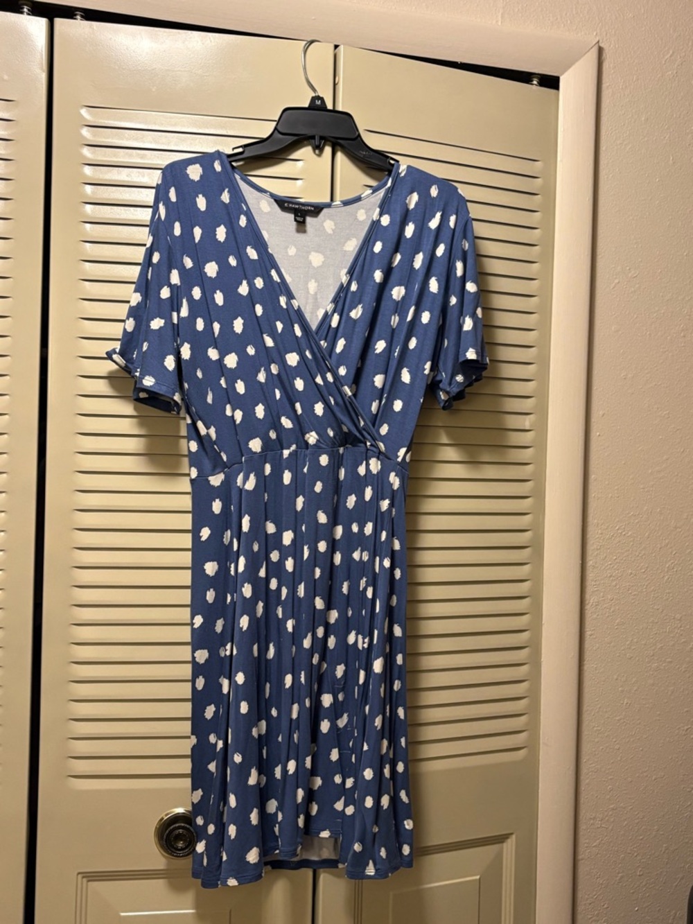 Blue Polka Dot Wrap-Style Women’s Dress